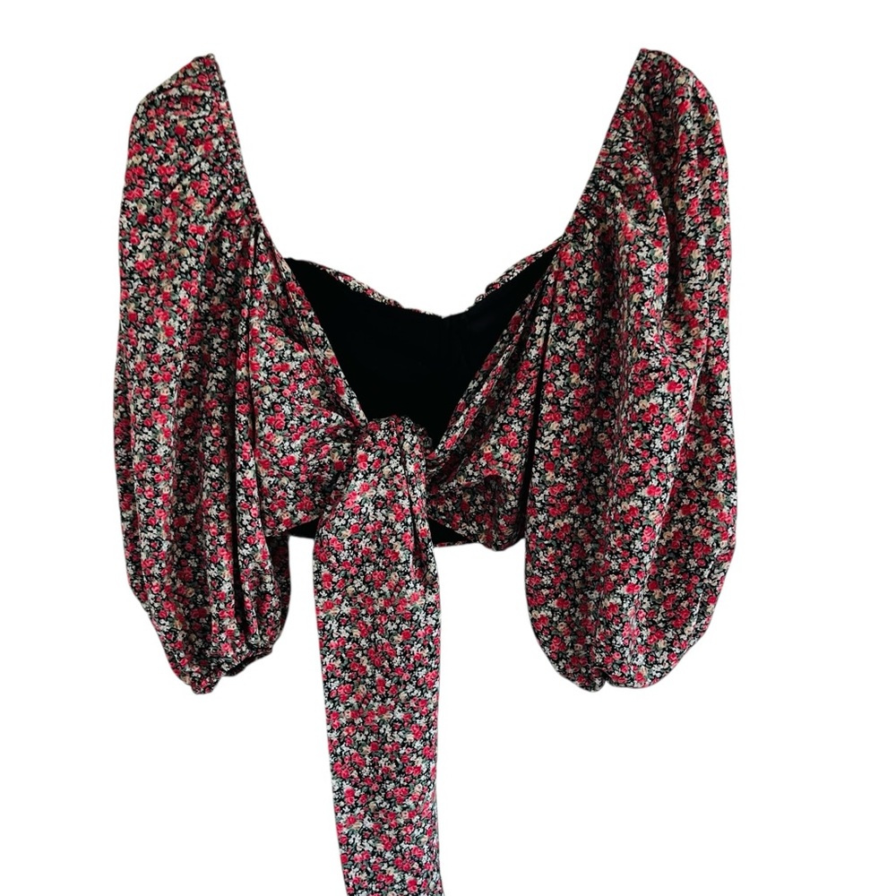 Et Clet Floral Puff Sleeve Underwire Crop Top - Picture 4 of 6